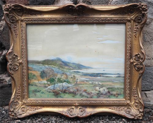 David Fulton Rsw. Loch & Sheep Painting