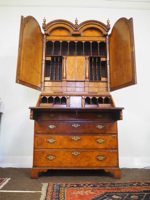 Stunning Queen Anne Style Walnut Bureau Bookcase
