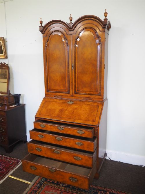 fig 1. Stunning Queen Anne Style Walnut Bureau Bookcase