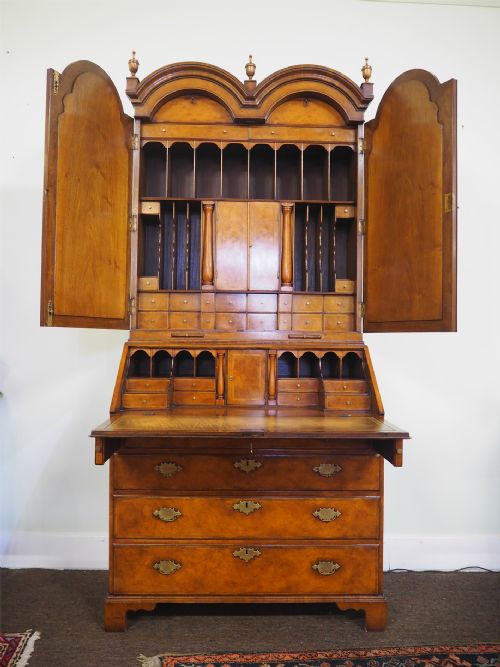 fig 3. Stunning Queen Anne Style Walnut Bureau Bookcase