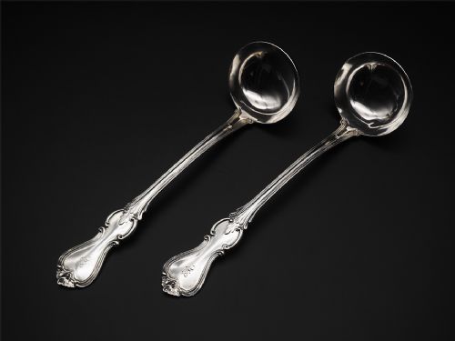 Fine Pair Scottish Silver Ladles. Glasgow 1850