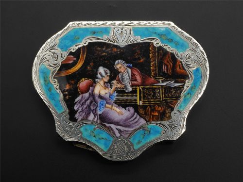 Stunning Italian Silver & Enamel Ladies Compact