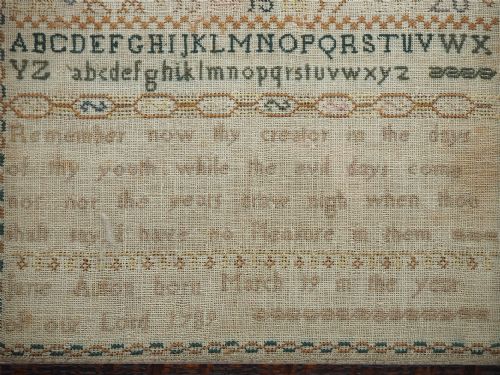 18th Century Oak Framed Sampler. 1789