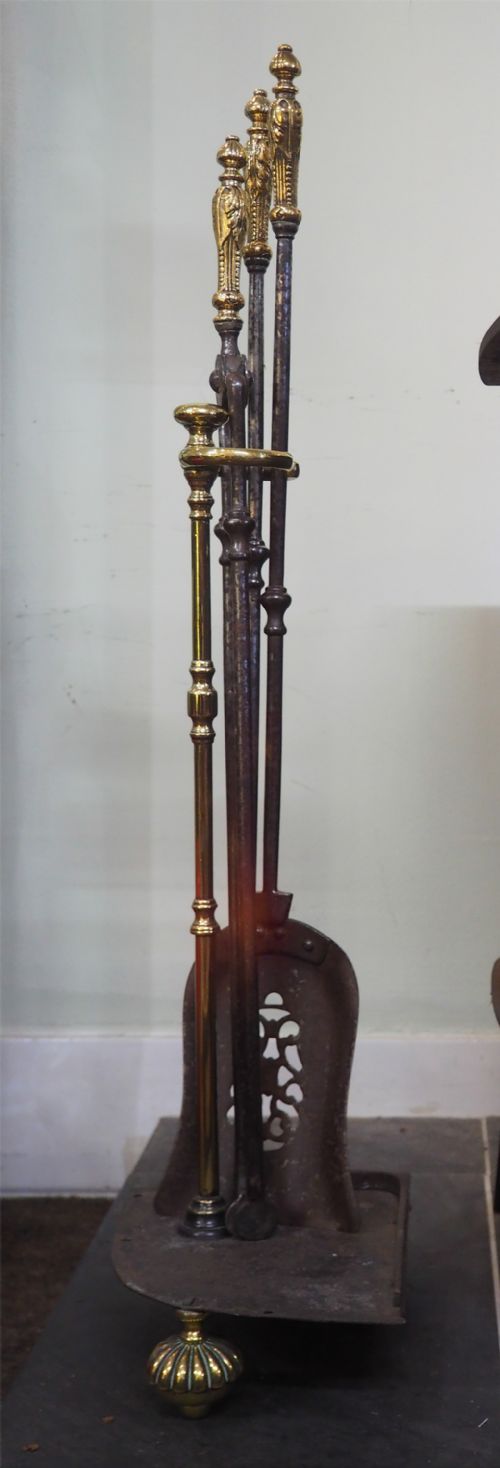 Good Set of 18th Century Fire Irons & Stand