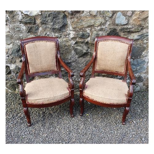 Pair Early French Drawing Room Chairs