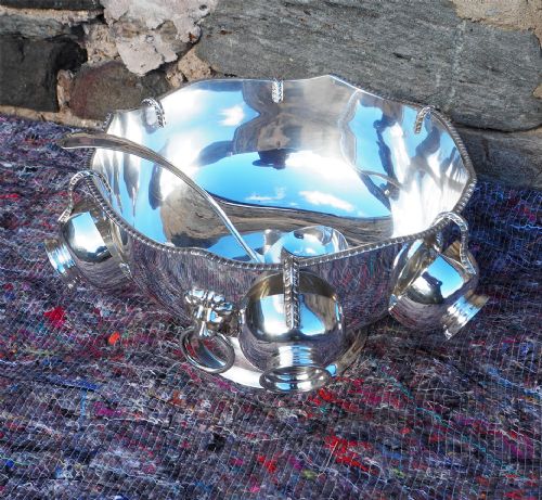 Victorian Silver Plated Punch Bowl Set