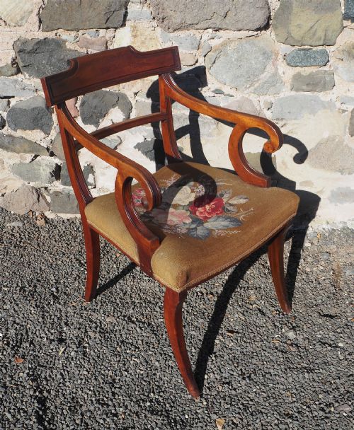 REGENCY MAHOGANY SABRE LEG ARM CHAIR - ADDITIONAL PHOTO 1