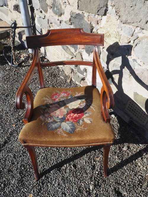 REGENCY MAHOGANY SABRE LEG ARM CHAIR - ADDITIONAL PHOTO 2