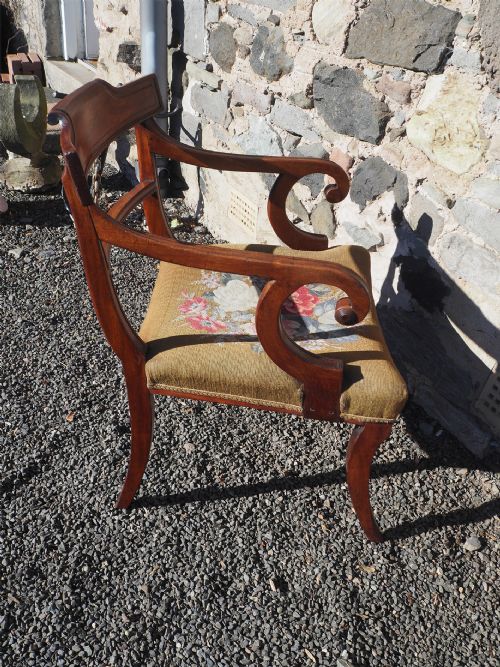 REGENCY MAHOGANY SABRE LEG ARM CHAIR - ADDITIONAL PHOTO 3