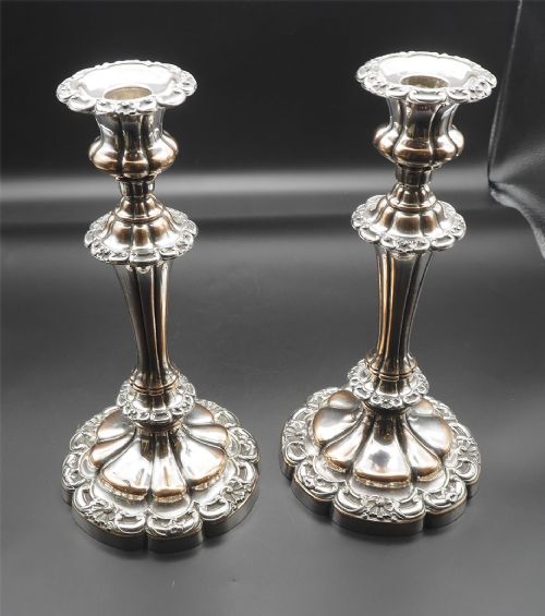 Large Pair of Silver Plated Candlesticks