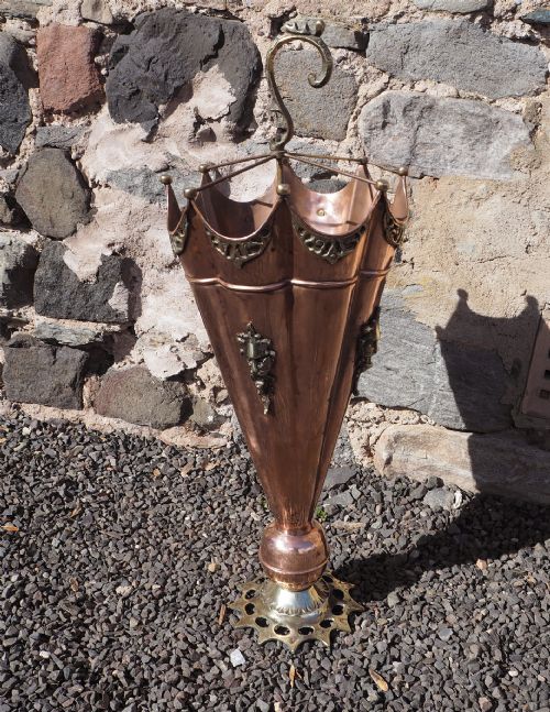 Arts & Crafts Copper & Brass Umbrella Stand