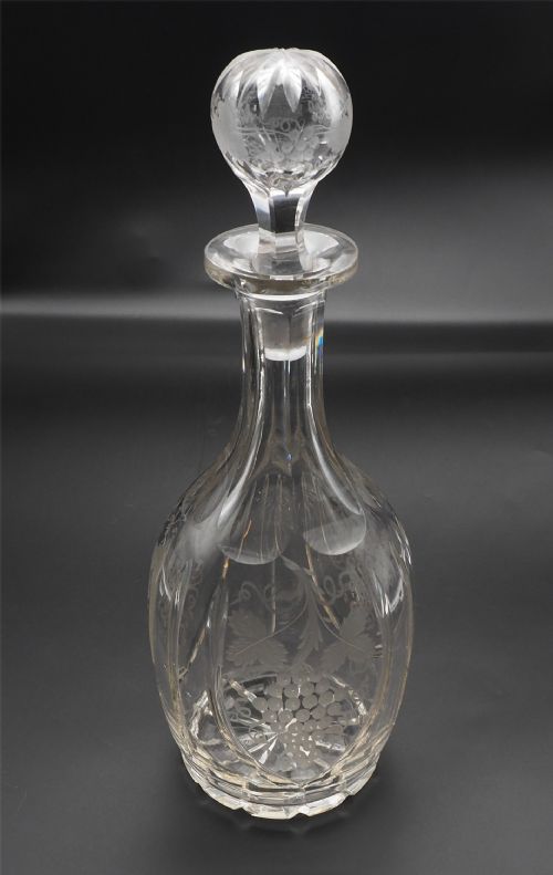 Victorian Grape & Vine Engraved Decanter