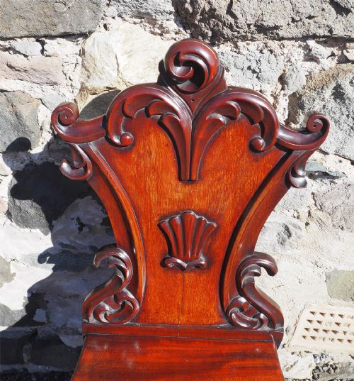 PAIR VICTORIAN MAHOGANY HALL CHAIRS - ADDITIONAL PHOTO 2