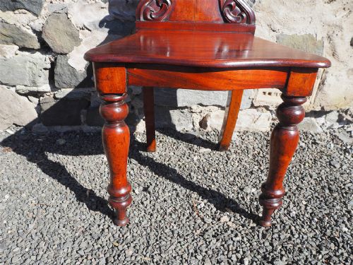 PAIR VICTORIAN MAHOGANY HALL CHAIRS - ADDITIONAL PHOTO 4