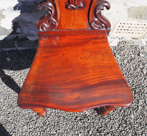 PAIR VICTORIAN MAHOGANY HALL CHAIRS - ADDITIONAL PHOTO 5