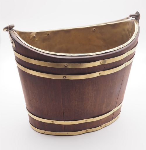 Georgian Brass Bound Oval Bucket or Pail