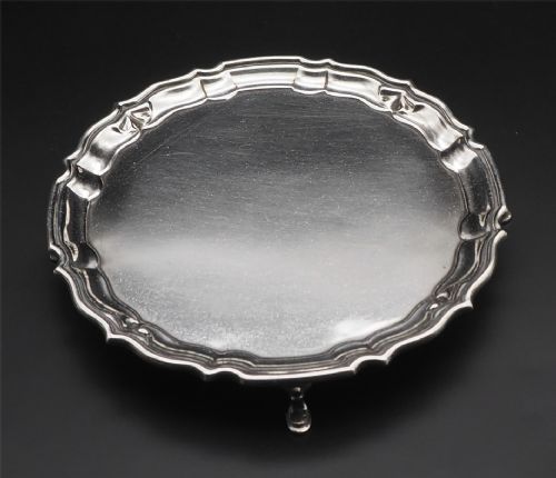 7" Silver Card Tray. Birmingham 1929