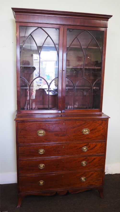 fig 1. Neat Georgian Mahogany Secretaire Bookcase
