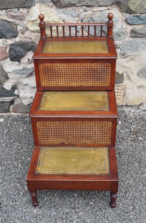 Fine Georgian Mahogany Library Steps