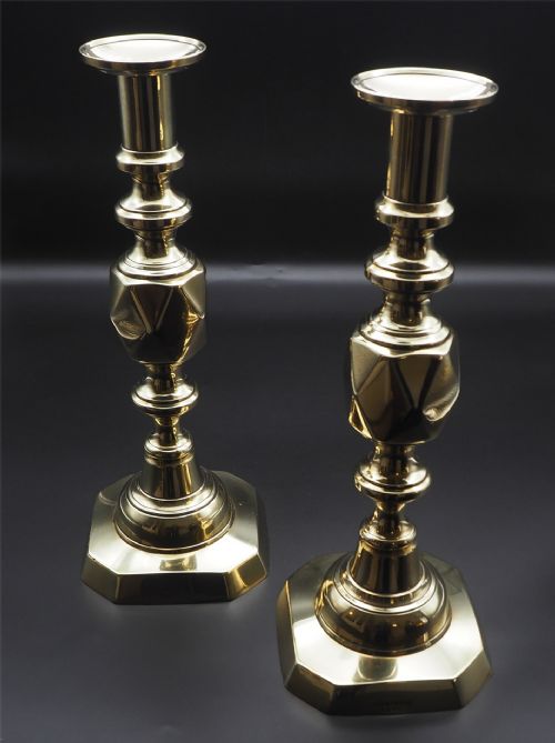 Good Pair of "King of Diamonds" Candlesticks