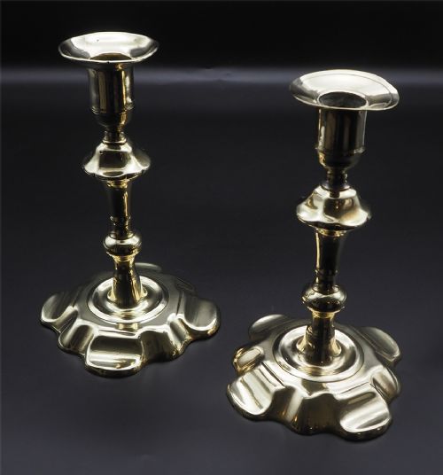 Pair of Early Georgian Brass Candlesticks