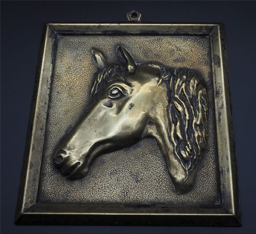 Victorian Cast Brass Horse Wall Plaque