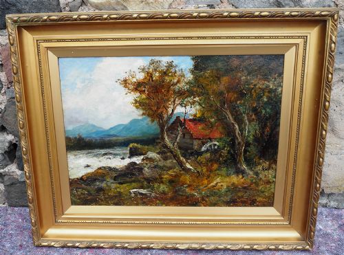 Scottish Oil Painting "The Old Mill". Dated 1902