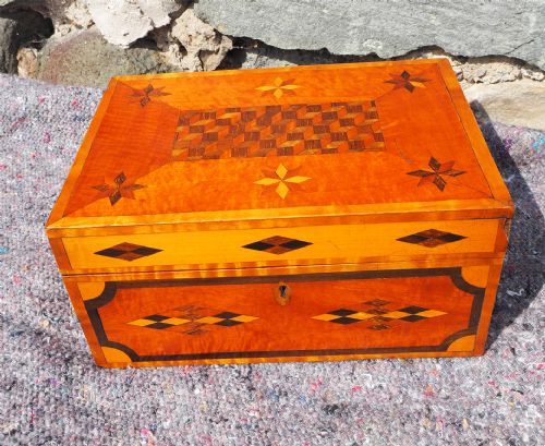19th Century Parquetry Inlaid Work Box