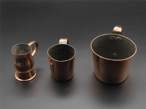 3 Small Antique Copper Measures