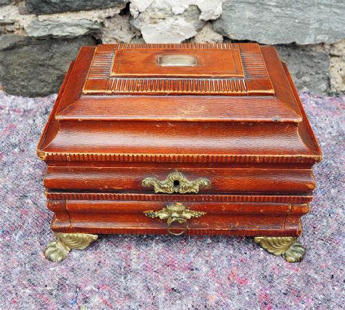 Fine Regency Leather Ladies Sewing Box