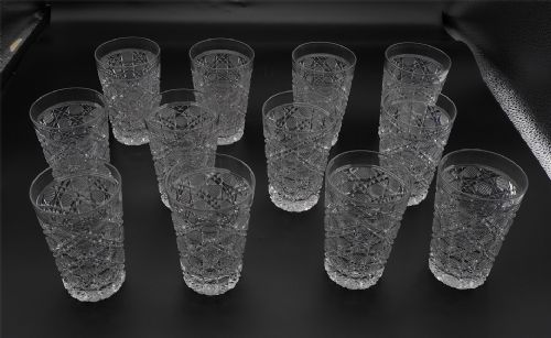 Superb Set of 12 Crystal Water Tumblers