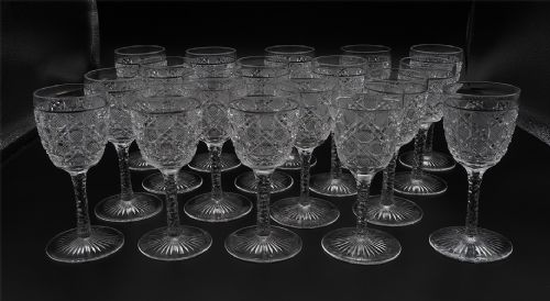 Superb Set of 18 Crystal Spirit Glasses