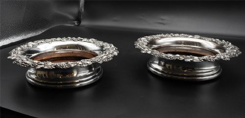 Pair Victorian Silver Plated  Coasters