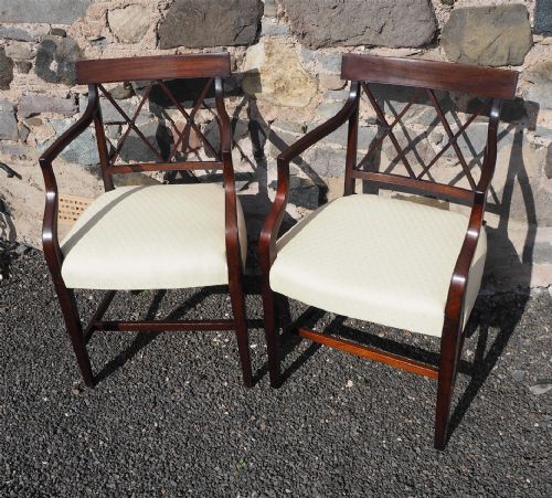 Pair Georgian Sheraton Arm Chairs