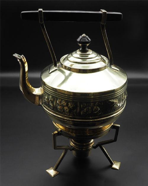 DRESSER STYLE BRASS SPIRIT KETTLE COMPLETE - ADDITIONAL PHOTO 1