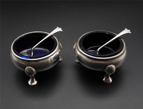 Pair of Chester Silver Salt Cellars