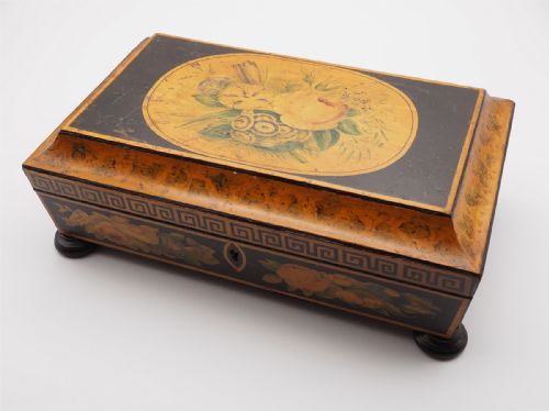 Regency Lacquered & Painted Jewel Box