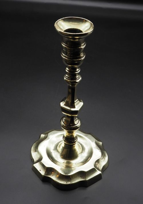 17th Century Single Cast Brass Candlestick