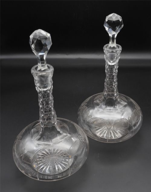 PAIR EDWARDIAN CUT GLASS DECANTERS - ADDITIONAL PHOTO 1