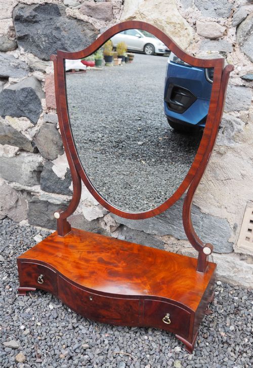 Large Serpentine Mahogany Dressing Mirror