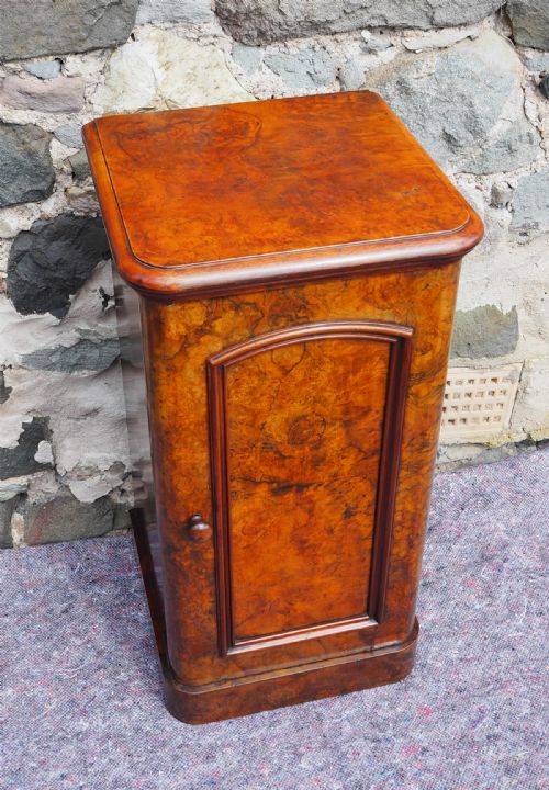 Victorian Burr Walnut Bedside Cabinet