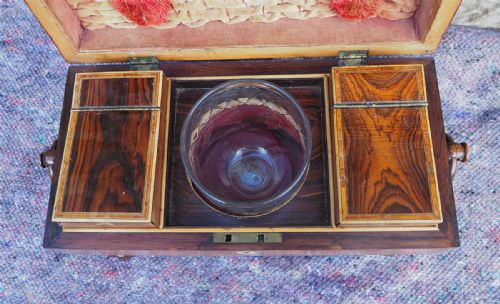FINE REGENCY ROSEWOOD TEA CADDY COMPLETE - ADDITIONAL PHOTO 3