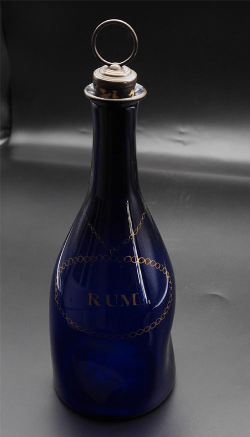 GEORGIAN BRISTOL BLUE RUM DECANTER