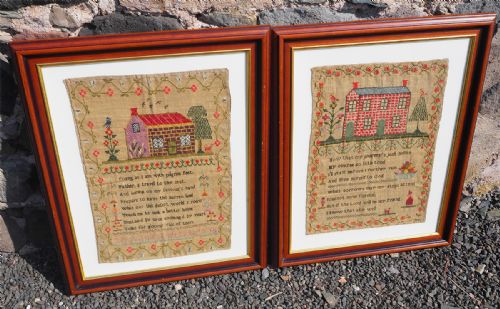 Gorgeous Pair of Victorian Samplers