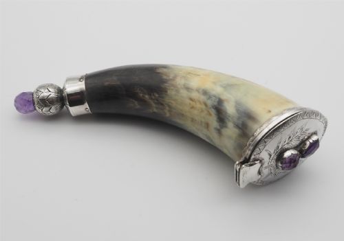 Fine Large Horn & Silver Snuff Mull