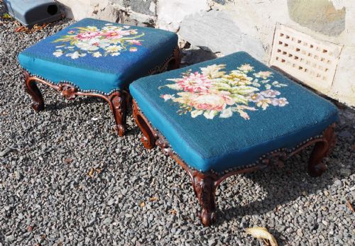 FINE PAIR OF VICTORIAN ROSEWOOD FOOTSTOOLS - ADDITIONAL PHOTO 1