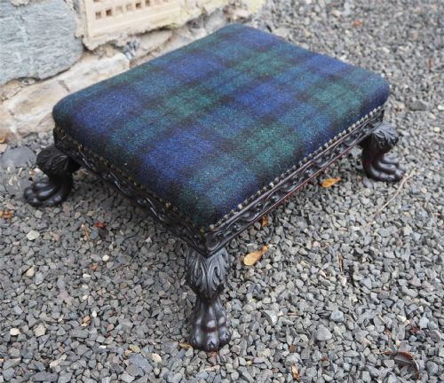 Anglo Indian Carved Rosewood Footstool