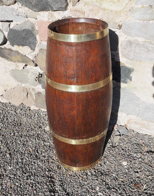 19th Century Oak & Brass Stick Barrel