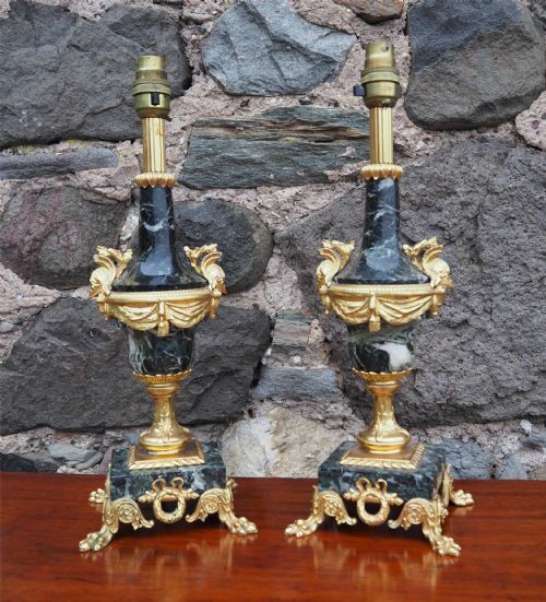 Pair of French Marble Table Lamps