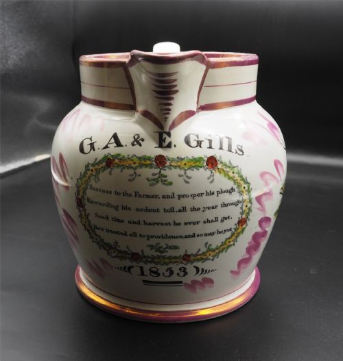 VERY LARGE SUNDERLAND LUSTRE JUG 1853 - ADDITIONAL PHOTO 2